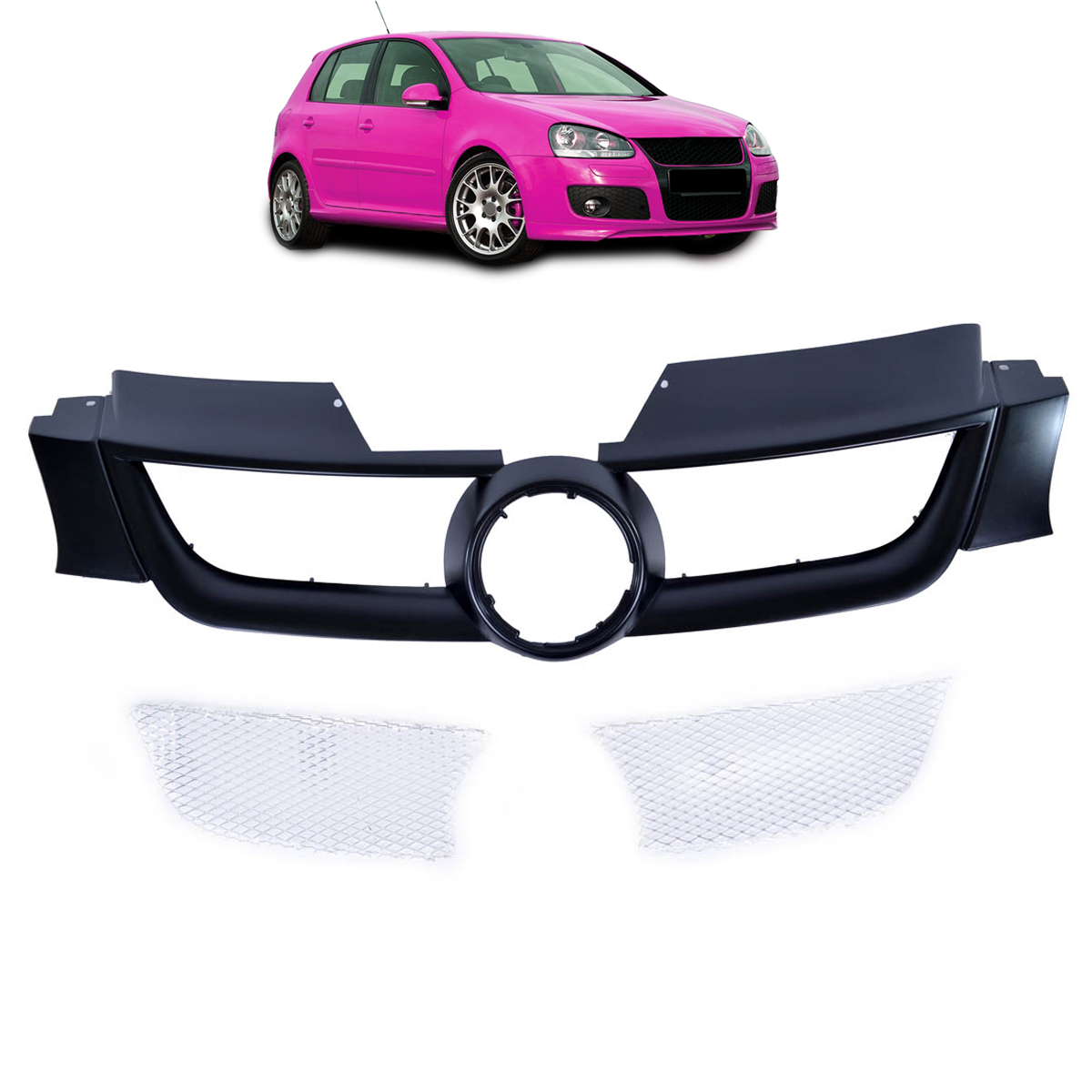 Front Grille Black with Aluminum Mesh passend für VW Golf 5 2003-2008 – Bild 1