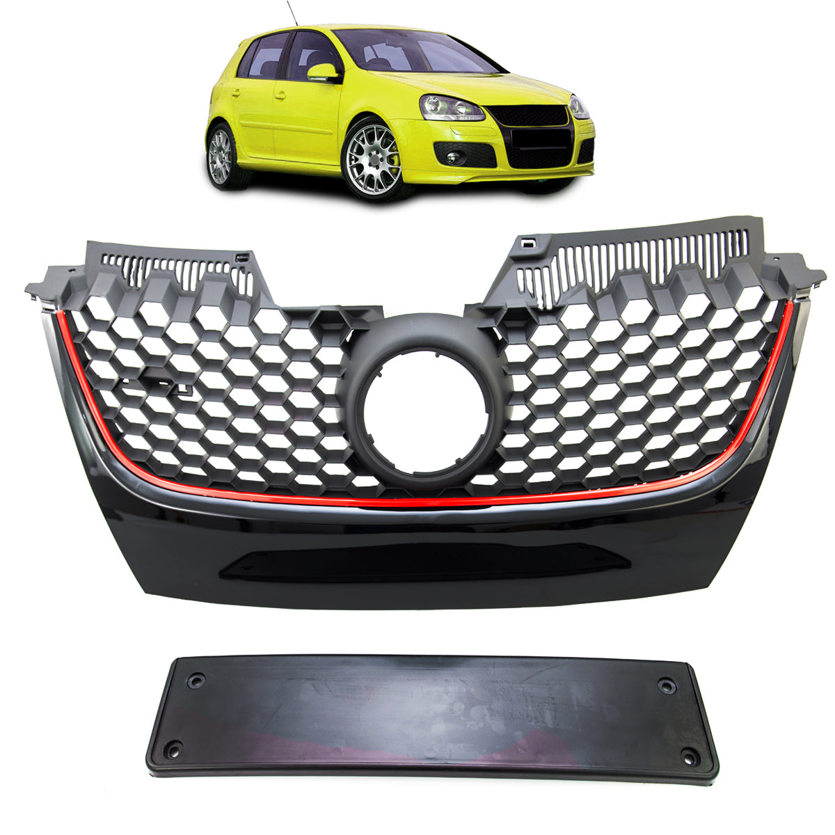 Front Grille Black with Red Strip passend für VW Golf 5 2003-2009 – Bild 1