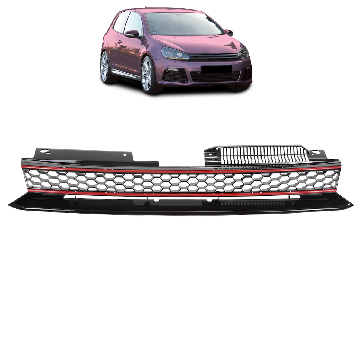 Front Grille Red Badgeless passend für VW Golf 6 2008-2012 – Bild 1