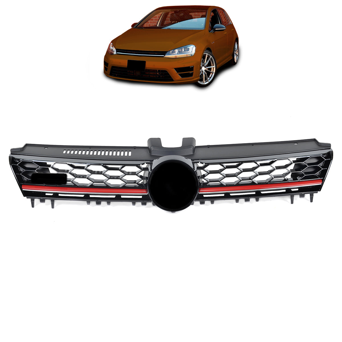 Front Grille Black with Red Strip passend für VW Golf 7 2012-2017 – Bild 1