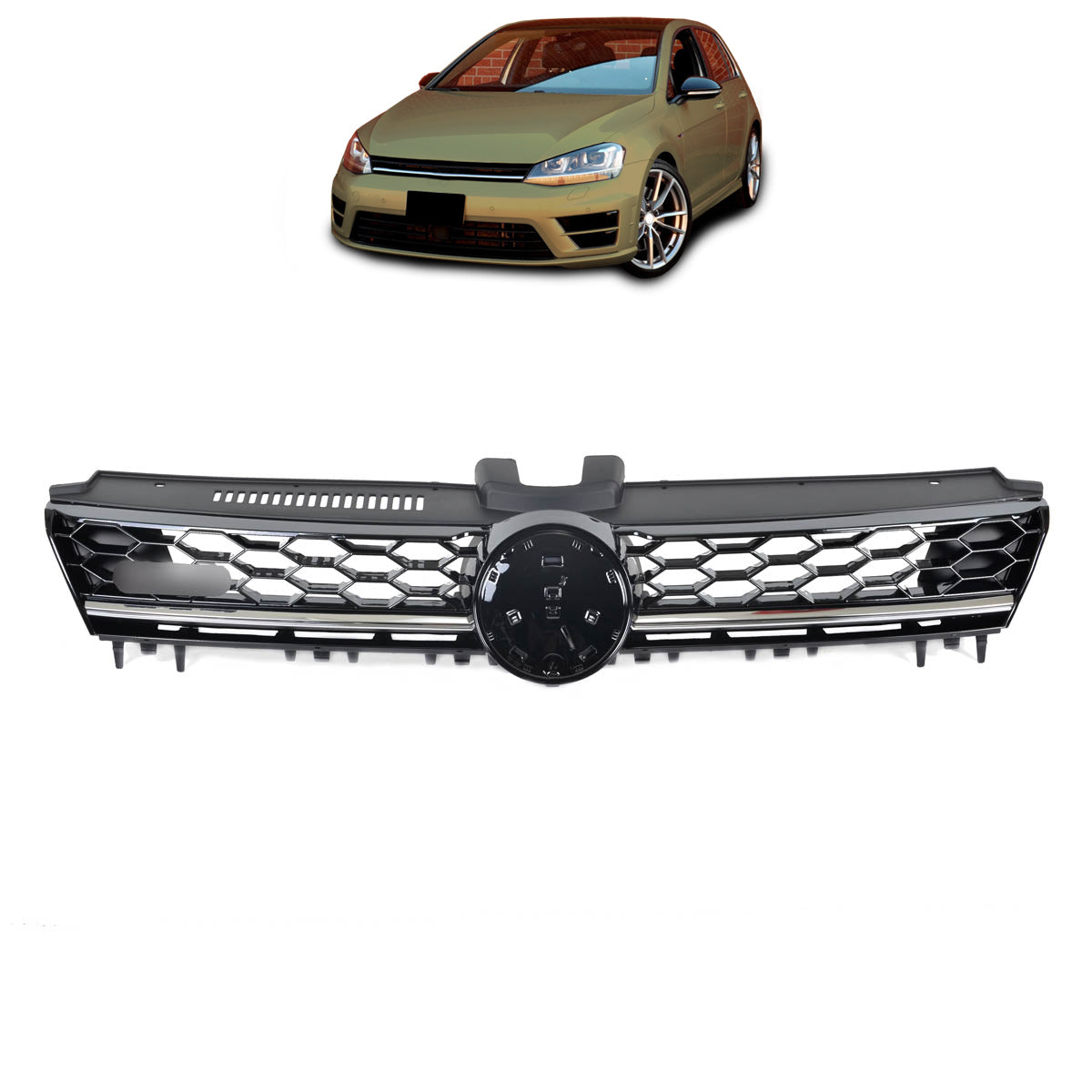 Front Grille Black & Chrome passend für VW Golf 7 2012-2017 GTD – Bild 1