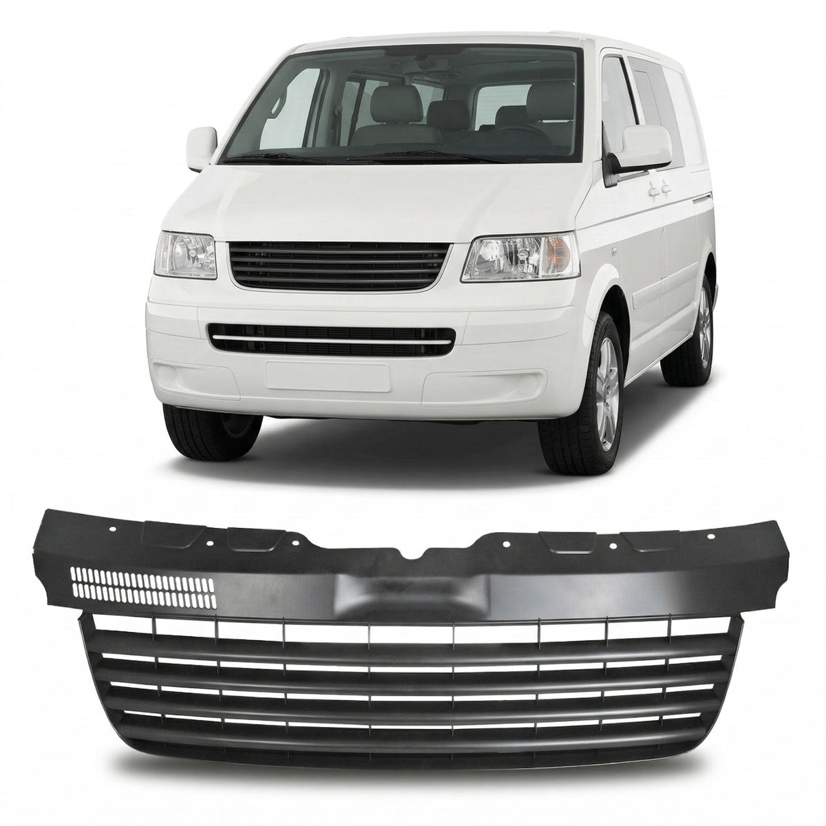 Front Grille Badgeless Matt Black passend für VW Transporter T5 2003-2009 – Bild 1