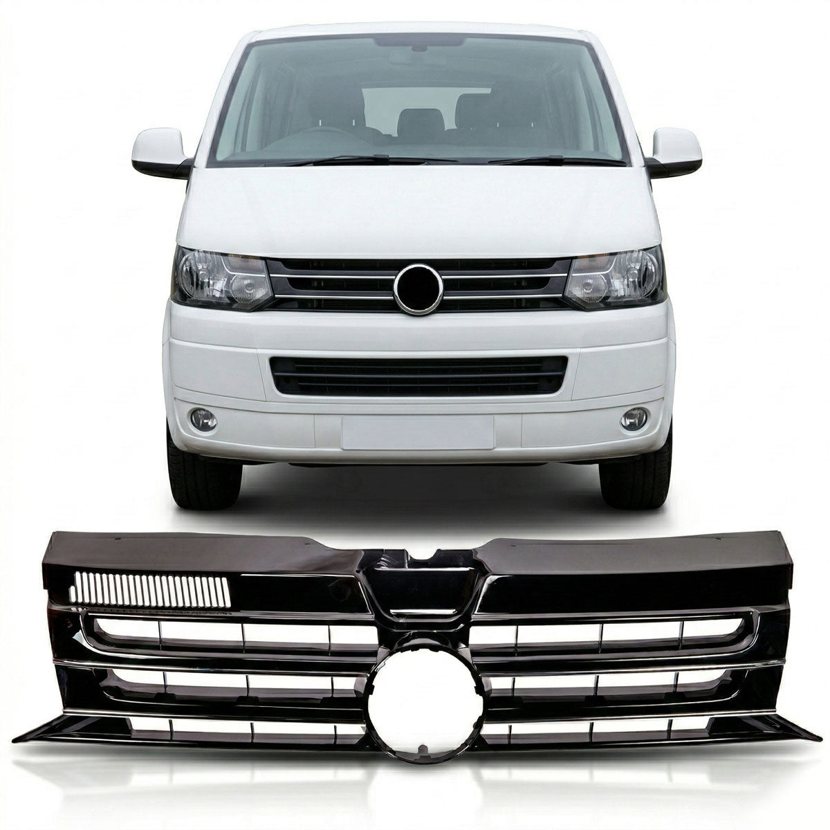 Grille Gloss Black with Chrome Stripes passend für VW Transporter T5.1 – Bild 1