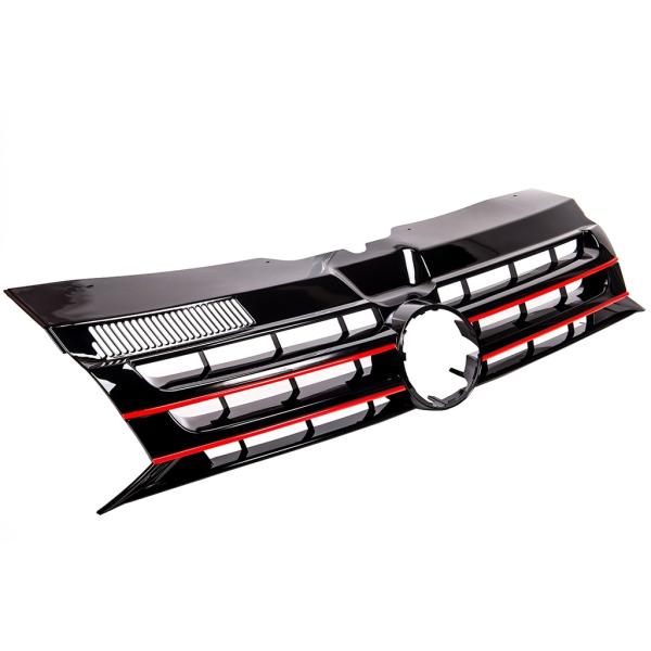 Kühlergrill Grill Clean Schwarz lackiert Leiste Rot passend für VW T5 GP Facelift 09-15