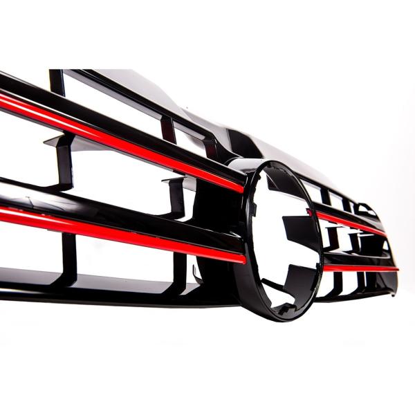 Kühlergrill Grill Clean Schwarz lackiert Leiste Rot passend für VW T5 GP Facelift 09-15