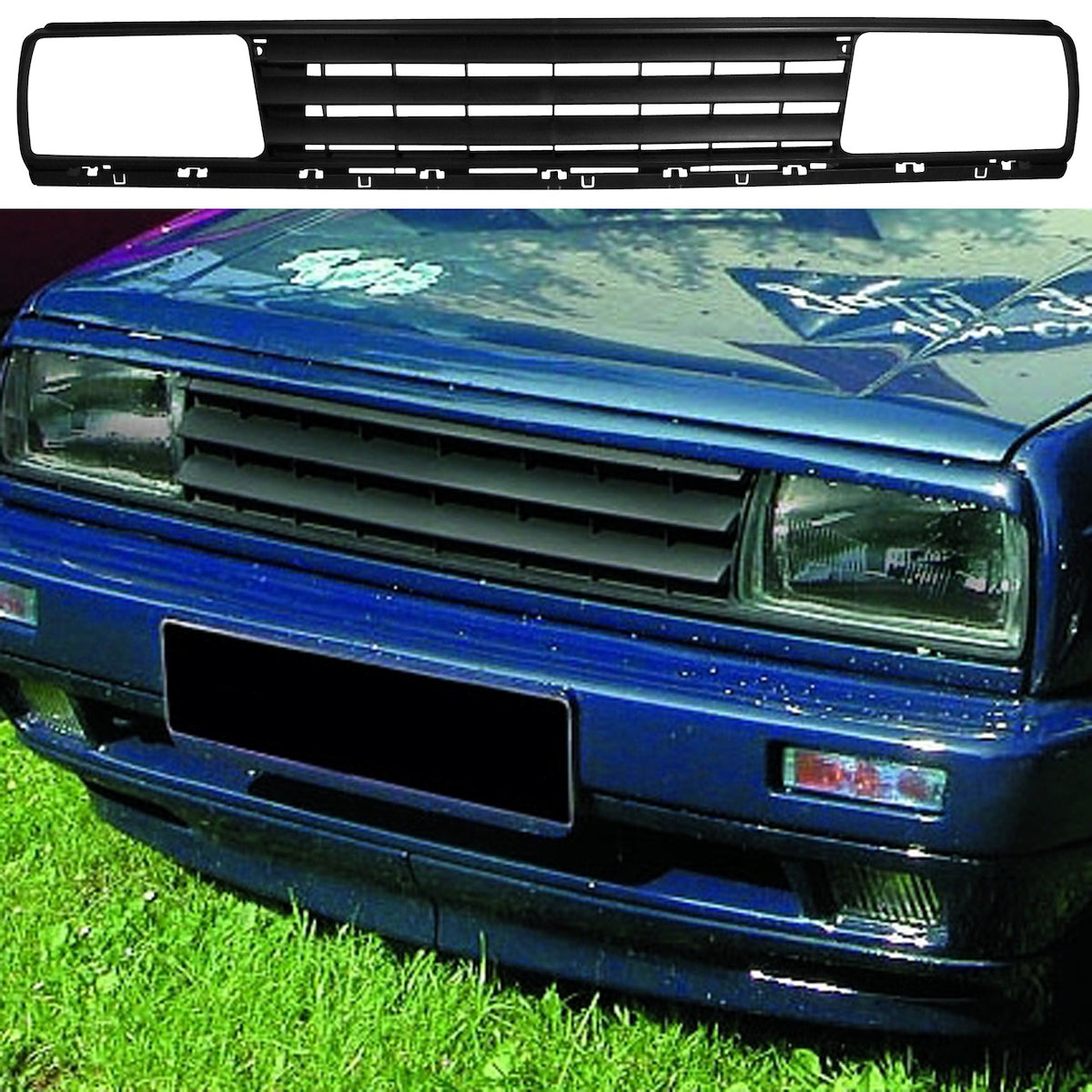 Badgeless Front Grille Black passend für VW Jetta II (19E) 1983-1992 – Bild 1