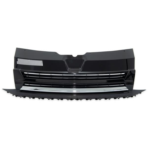 Kühlergrill Schwarz Glanz Chrom ohne Emblem passend für VW T6 Bus Transporter 2015-2019