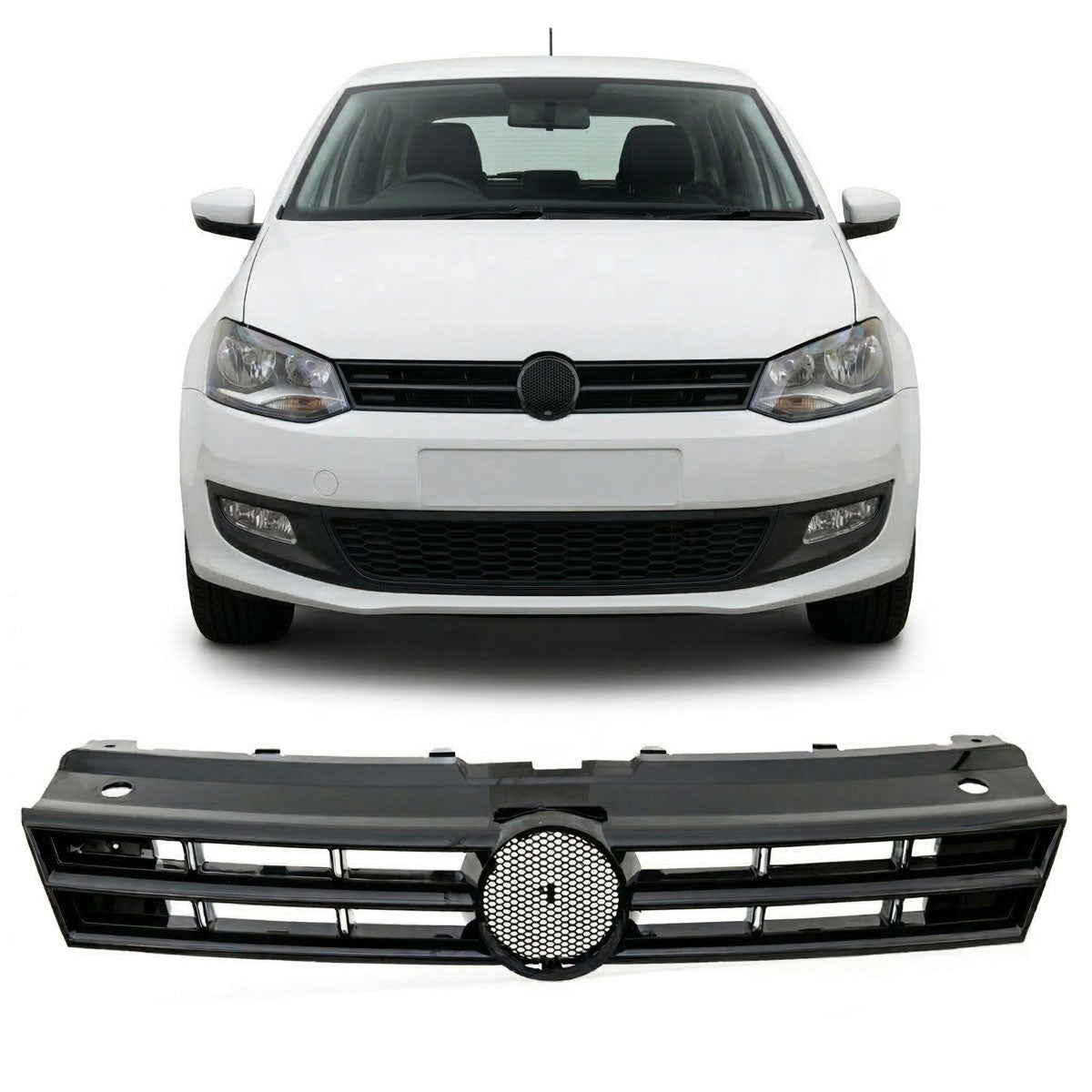 Front Radiator Grille Gloss Black passend für VW Polo V (6R, 6C) 2009-2014 – Bild 1
