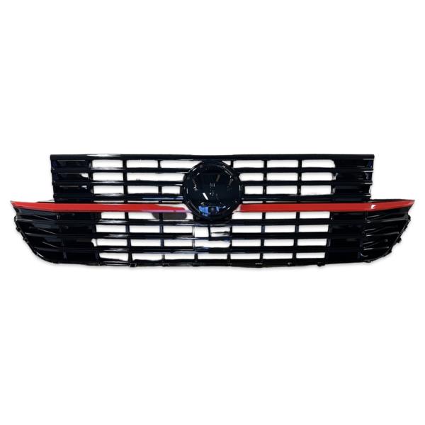 Kühlergrill Schwarz Glanz Leiste Rot passend für VW T6.1 Multivan Transporter 2019-