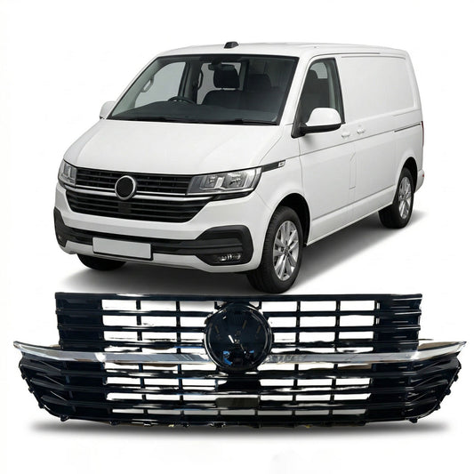 Front Grille Badged Gloss Black Chrome passend für VW T6.1 Transporter – Bild 1