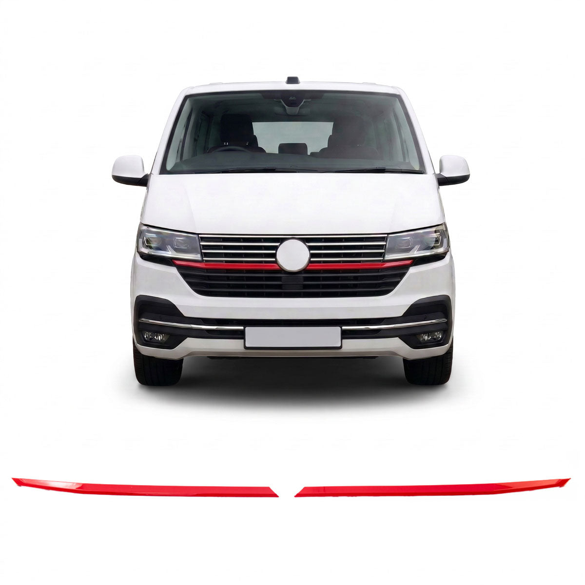 Front Grille Trims Long Set Red passend für VW T6.1 Transporter Multivan 19-24 – Bild 1