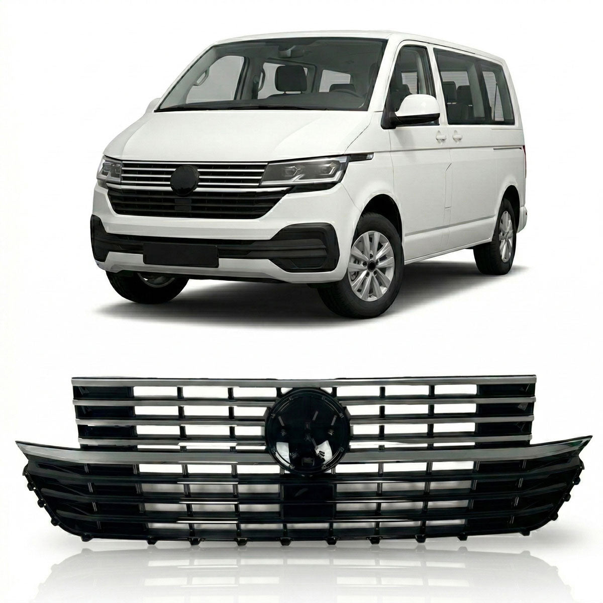 Front Grille Gloss Black with 5 Chrome Trims passend für VW T6.1 2019-2024 – Bild 1