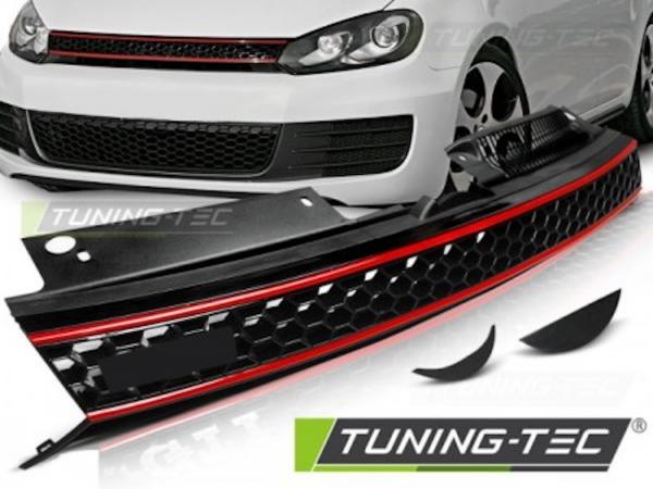 Sportgrill / Kühlergrill passend für VW Golf 6 09-12 schwarz/rot in Wabengitter Design