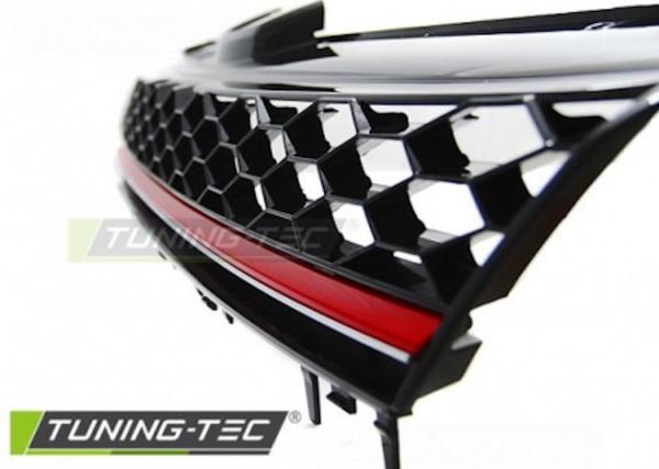 Sportgrill / Kühlergrill passend für VW Golf 7 (VII) 13-17 schwarz/rot in Wabendesign