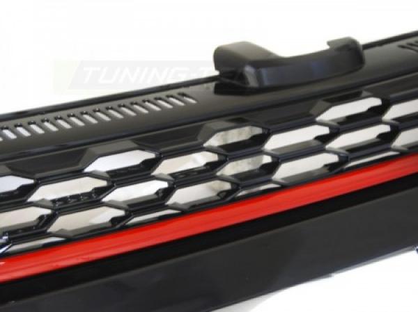 Sportgrill / Kühlergrill passend für Volkswagen Golf 7 (VII) Facelift 17-20 schwarz/rot in Wabendesign
