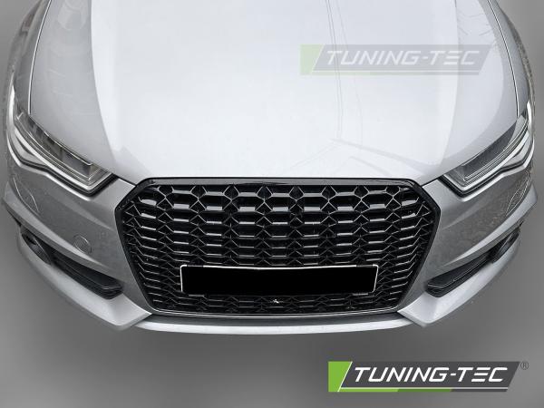 Wabengitter Sportgrill / Kühlergrill passend für Audi A6 4G (C7) Facelift 14-18 Hochglanz schwarz