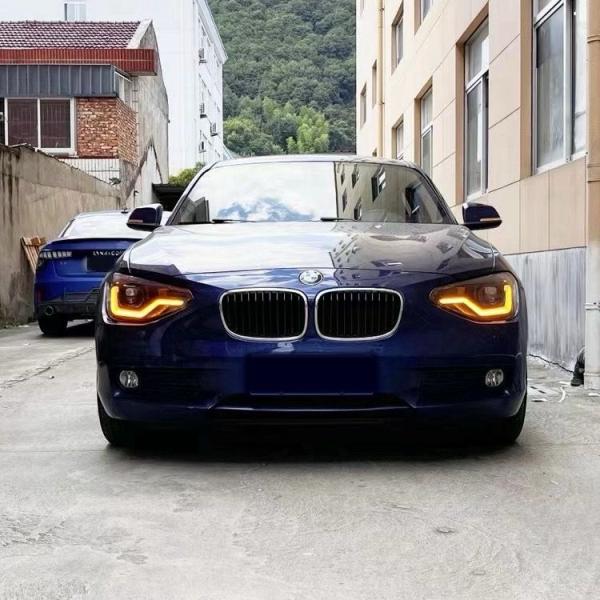 VOLL LED Tagfahrlicht Angel Eyes Scheinwerfer passend für BMW 1er F20/F21 11-15 schwarz mit dynamischen Blinker