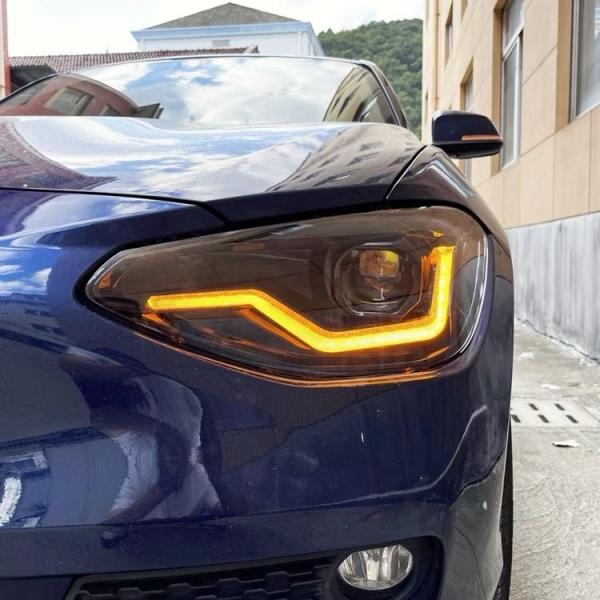 VOLL LED Tagfahrlicht Angel Eyes Scheinwerfer passend für BMW 1er F20/F21 11-15 schwarz mit dynamischen Blinker