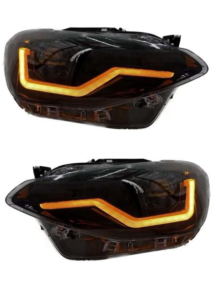 VOLL LED Tagfahrlicht Angel Eyes Scheinwerfer passend für BMW 1er F20/F21 11-15 schwarz mit dynamischen Blinker