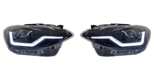VOLL LED Tagfahrlicht Angel Eyes Scheinwerfer passend für BMW 1er F20/F21 11-15 schwarz mit dynamischen Blinker