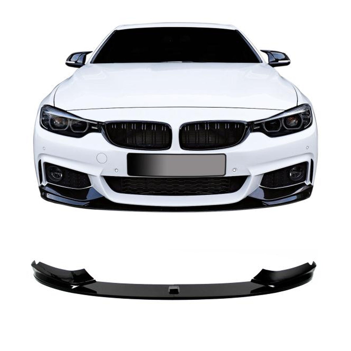 Frontspoiler Ansatz Lippe Stossstange Sport Performance mit ABE schwarz glänzend 4-teilig, passend für BMW 4er F32/ F33/ F36, 2013-2021