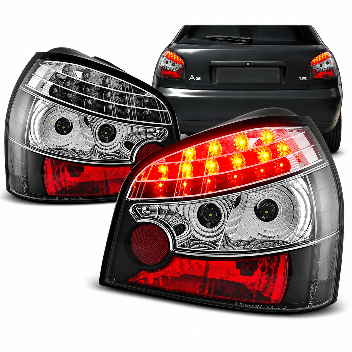 LED Rückleuchten passend für Audi A3 08/1996–08/2000 Schwarz