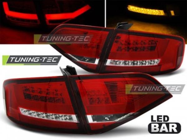 LED Lightbar Rückleuchten passend für Audi A4 B8 (8K) Limo Bj. 08-11 Rot/Chrom