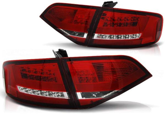 LED Lightbar Rückleuchten passend für Audi A4 B8 (8K) Limo Bj. 08-11 Rot/Chrom