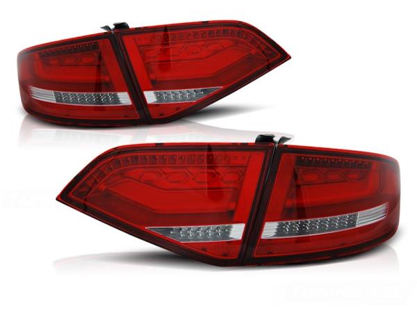 Voll LED Lightbar Rückleuchten passend für Audi A4 B8 (8K) Limo Bj. 08-11 Rot/Chrom