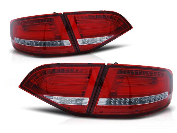 Voll LED Lightbar Rückleuchten passend für Audi A4 B8 (8K) Avant Bj. 07-11 Rot/Chrom