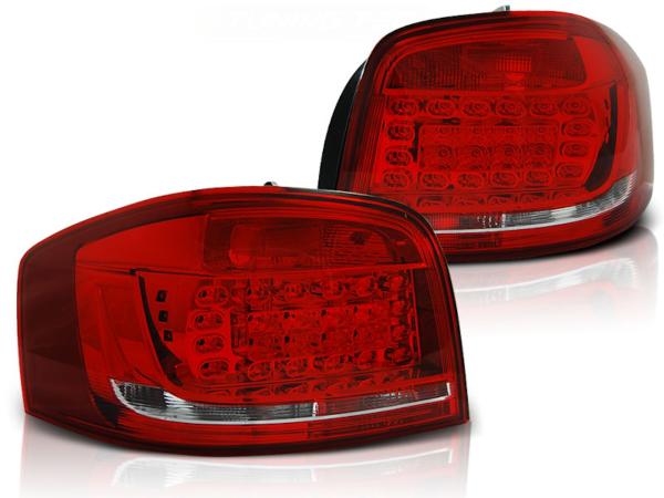 LED Rückleuchten passend für Audi A3 8P Facelift Bj. 08-12 Rot/Chrom