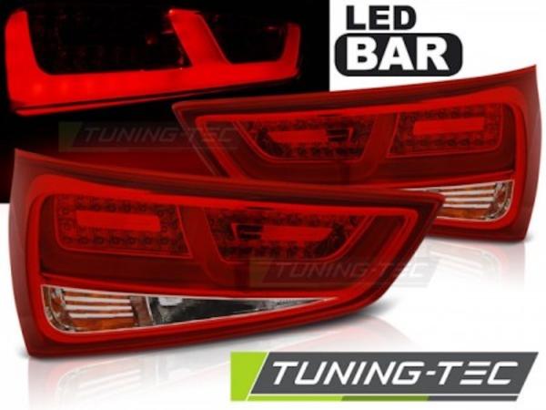 LED Lightbar Rückleuchten passend für Audi A1 + Sportback Bj. 10-14 Rot/Chrom