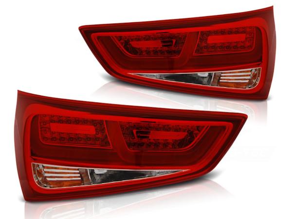 LED Lightbar Rückleuchten passend für Audi A1 + Sportback Bj. 10-14 Rot/Chrom