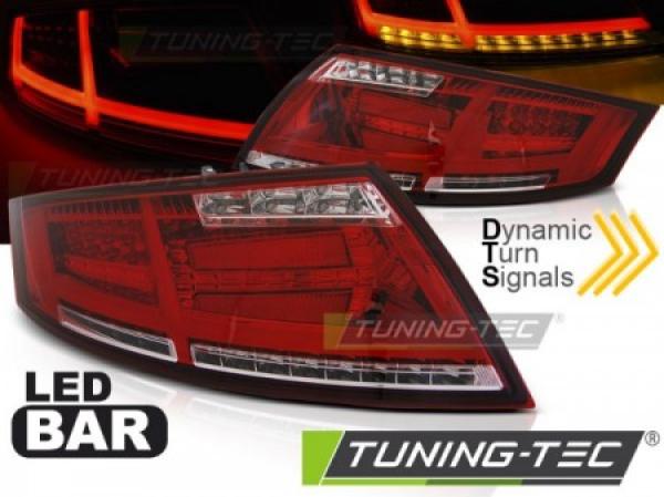 Voll LED Lightbar Rückleuchten passend für Audi TT 06-14 Rot/Chrom dynamischer Blinker