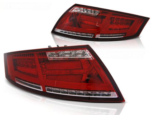 Voll LED Lightbar Rückleuchten passend für Audi TT 06-14 Rot/Chrom dynamischer Blinker