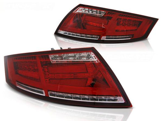 Voll LED Lightbar Rückleuchten passend für Audi TT 06-14 Rot/Chrom dynamischer Blinker