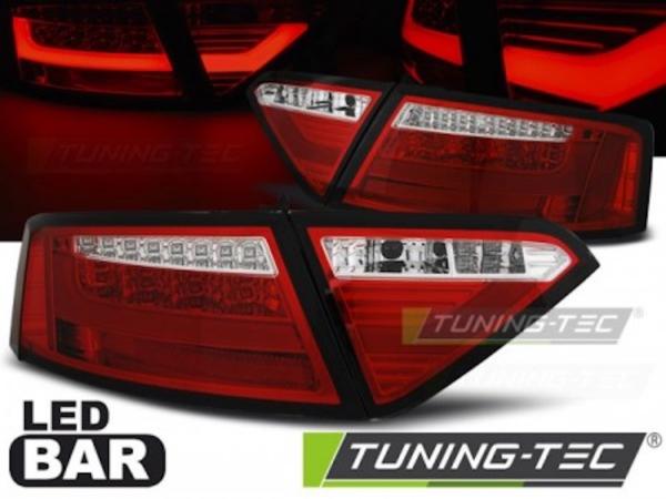 LED Lightbar Rückleuchten passend für Audi A5 Coupe Sportback Bj. 07-11 Rot/Chrom