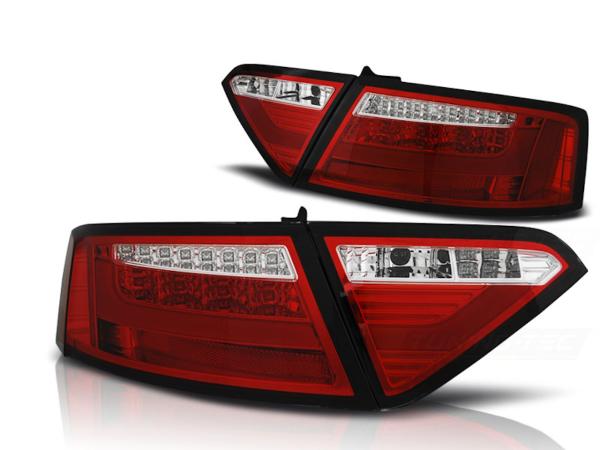 LED Lightbar Rückleuchten passend für Audi A5 Coupe Sportback Bj. 07-11 Rot/Chrom