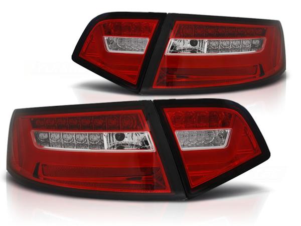 LED Lightbar Rückleuchten passend für Audi A6 C6 4F Limo Bj. 08-11 Rot/Chrom