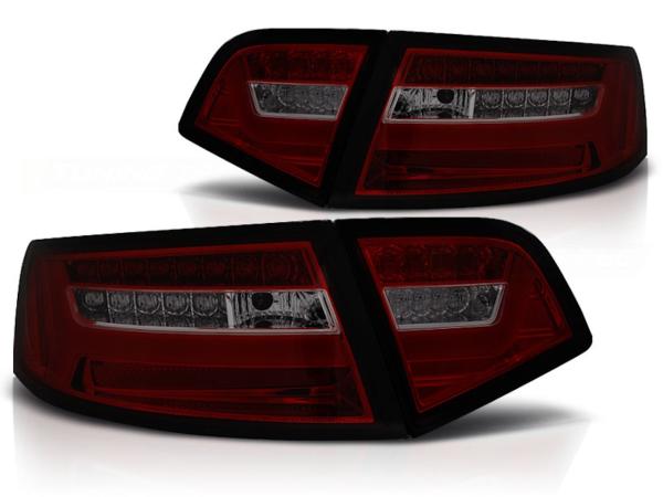 LED Lightbar Rückleuchten passend für Audi A6 C6 4F Limo Bj. 08-11 Rot/Smoke