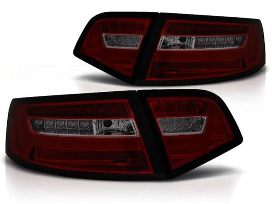 LED Lightbar Rückleuchten passend für Audi A6 C6 4F Limo Bj. 08-11 Rot/Smoke