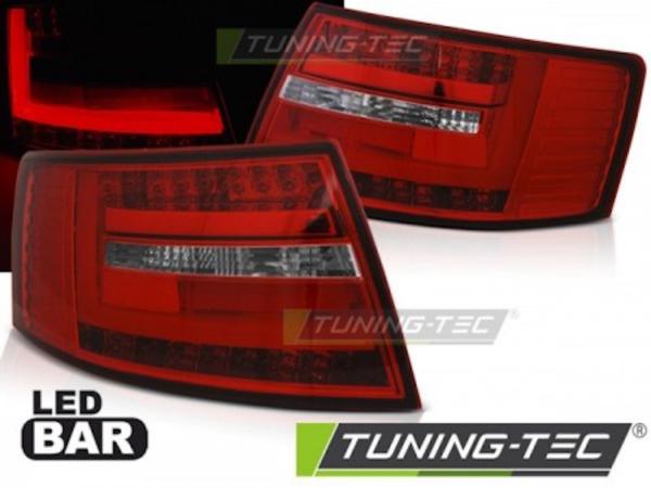 LED Lightbar Rückleuchten passend für Audi A6 C6 4F Limo Bj. 04-08 Rot/Chrom 6-PIN