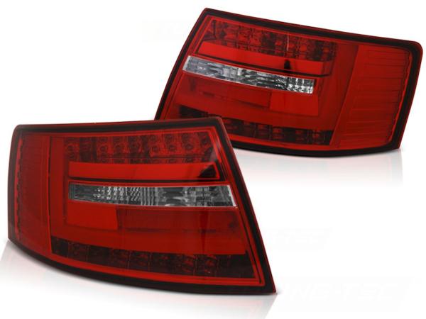 LED Lightbar Rückleuchten passend für Audi A6 C6 4F Limo Bj. 04-08 Rot/Chrom 6-PIN
