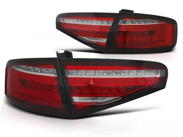 Voll LED Lightbar Rückleuchten passend für Audi A4 B8 (8K) Bj. 11-15 Rot/Chrom für LED