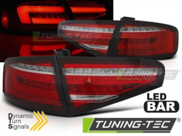 Voll LED Lightbar Rückleuchten passend für Audi A4 B8 (8K) 11-15 Rot/Chrom für Halogen