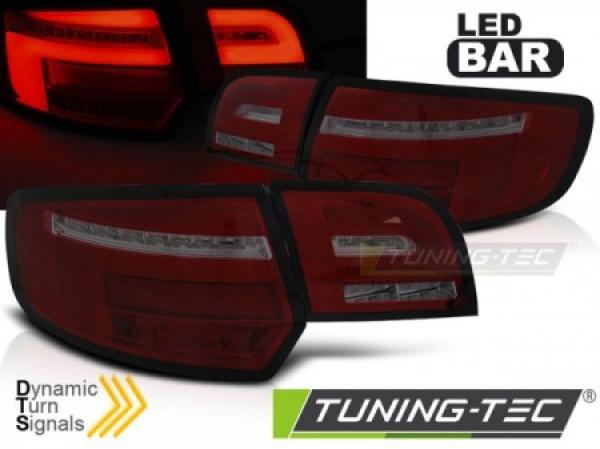 Voll LED Lightbar Rückleuchten passend für Audi A3 8P Sportback 04-Rot/Smoke dyn.Blinker