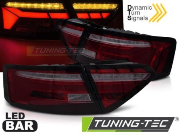 Voll LED Lightbar Rückleuchten passend für Audi A5 Coupe Cabrio Sportback 11- Rot/Smoke