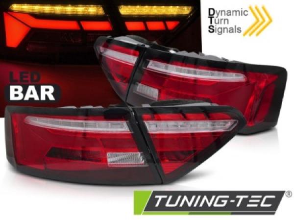 Voll LED Lightbar Rückleuchten passend für Audi A5 Coupe Cabrio Sportback 11- Rot/Chrom