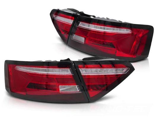Voll LED Lightbar Rückleuchten passend für Audi A5 Coupe Cabrio Sportback 11- Rot/Chrom
