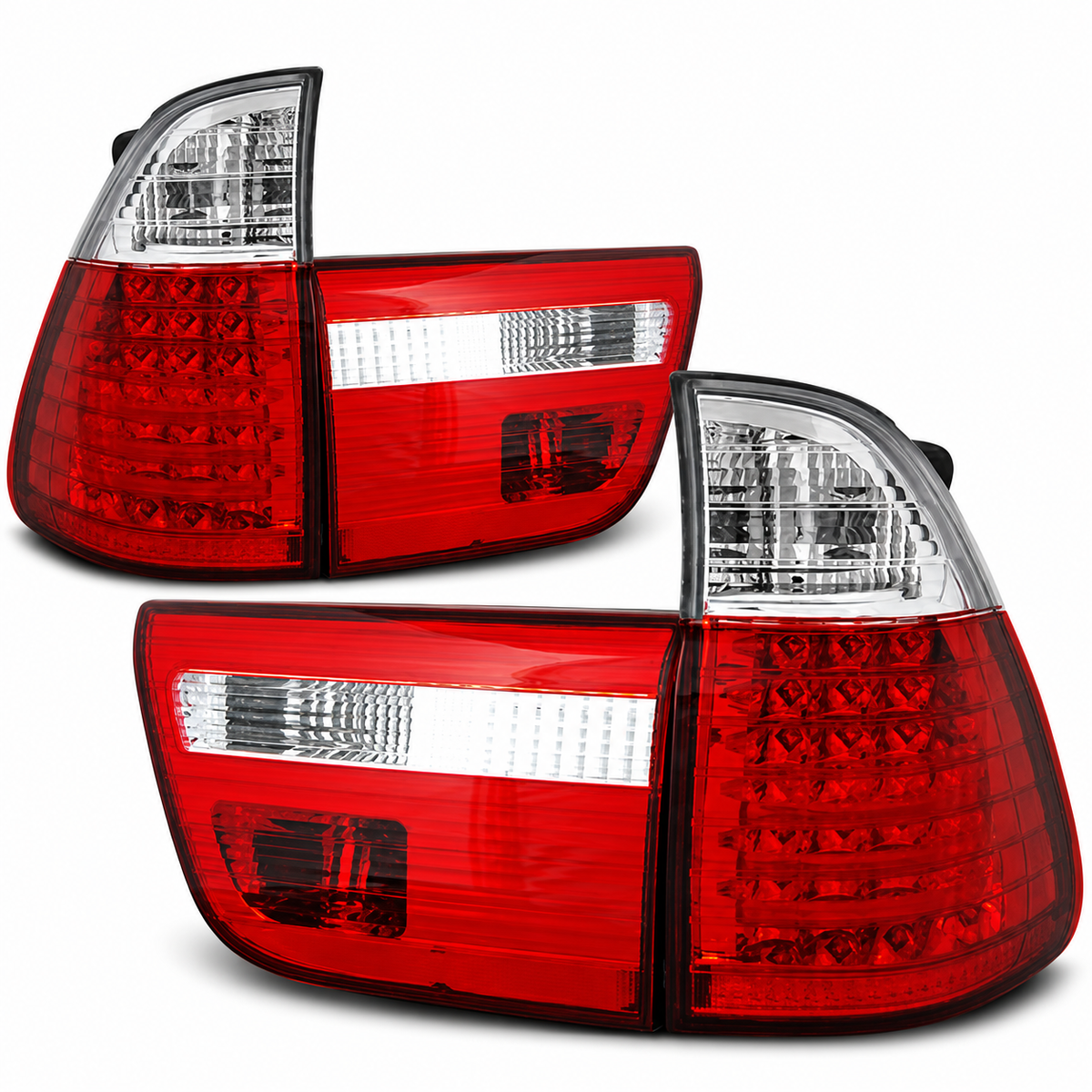 LED Rückleuchten passend für BMW X5 E53 09/1999–10/2003 Rot/Weiß